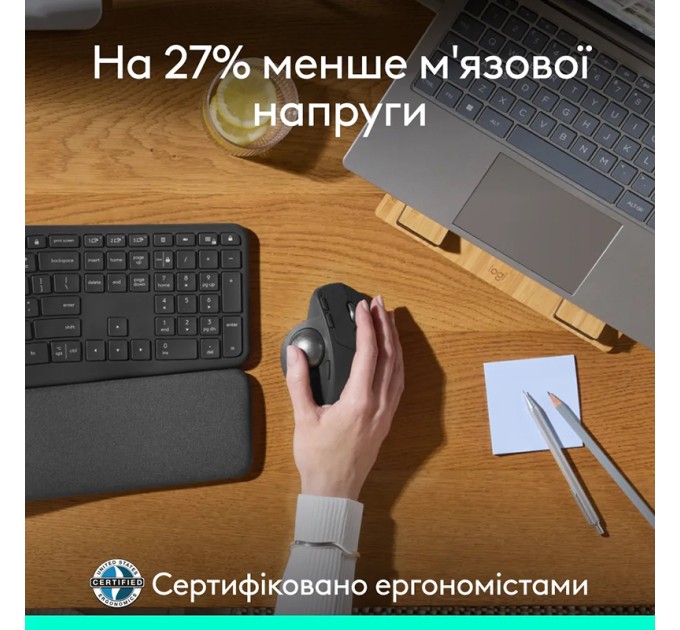 Миша бездротова MX Ergo S Trackball, графітова Logitech (910-007260)