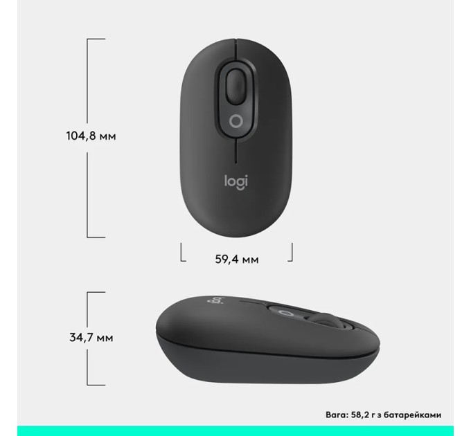 Миша бездротова POP with Emoji, графітова Logitech (910-007412)
