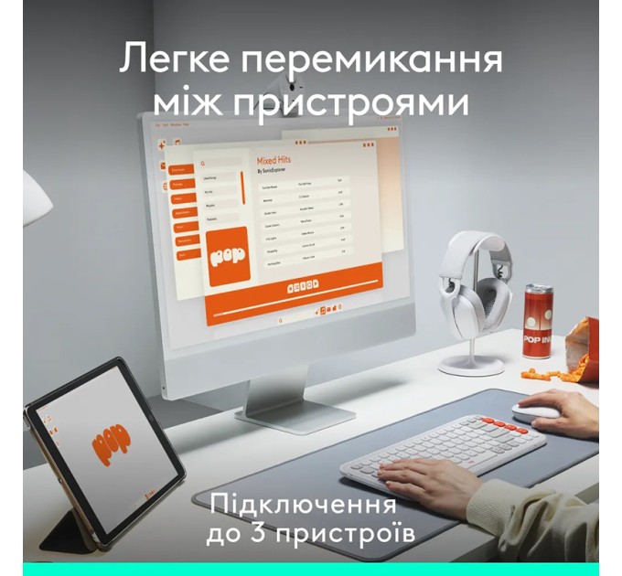 Миша бездротова POP with Emoji, біла Logitech (910-007411)