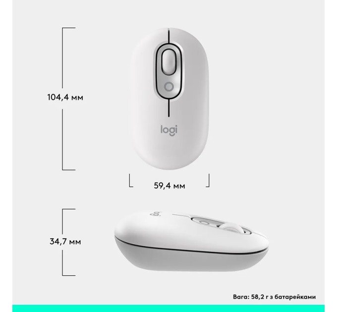 Миша бездротова POP with Emoji, біла Logitech (910-007411)