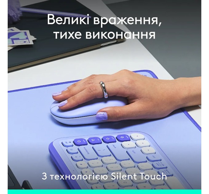 Миша бездротова POP with Emoji, лілова Logitech (910-007414)