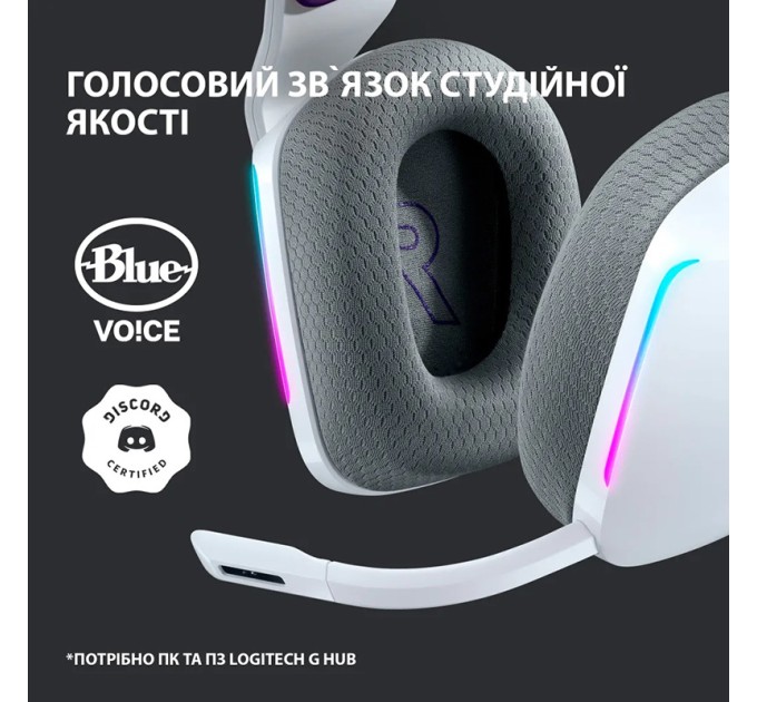 Гарнітура бездротова ігрова G733 Lightspeed, RGB, біла Logitech (981-000883)