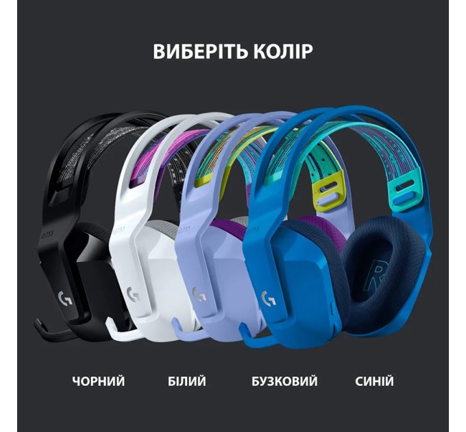 Гарнітура бездротова ігрова G733 Lightspeed, RGB, біла Logitech (981-000883)