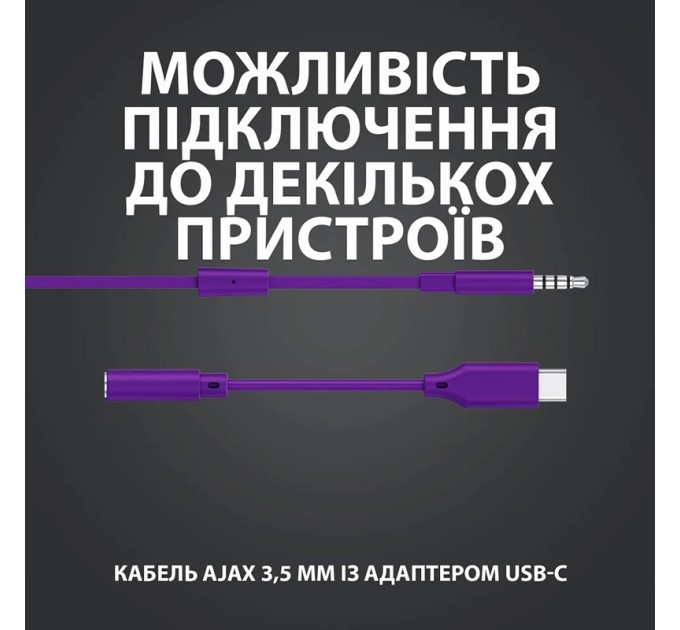 Навушники дротові ігрові G333, фіолетові Logitech (981-000936)