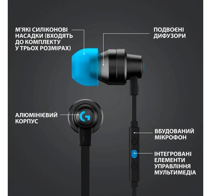 Навушники дротові ігрові G333, чорні Logitech (981-000924)