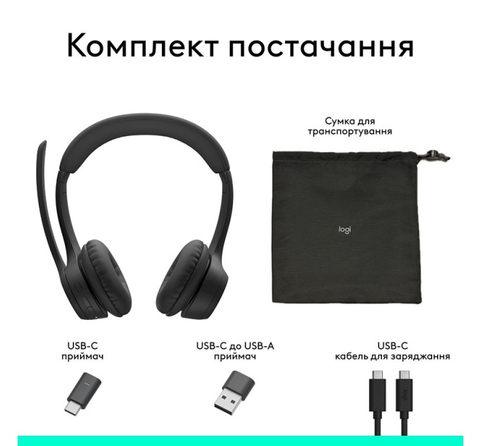Гарнітура бездротова Zone 305 Midnight UC, чорна Logitech (981-001453)
