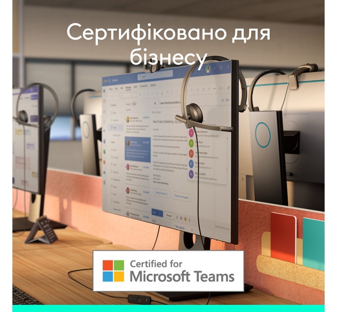 Гарнтура USB-A H570e Corded Mono Teams, чорна Logitech (981-001426)