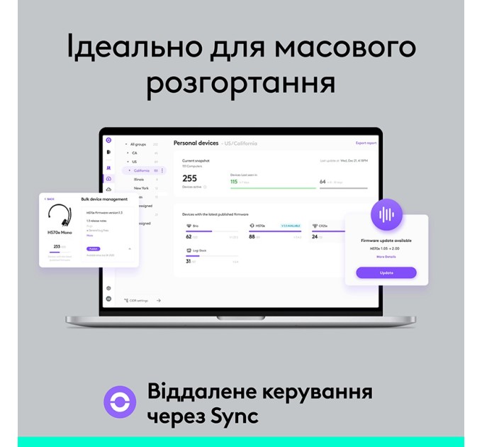 Гарнтура USB-A H570e Corded Mono Teams, чорна Logitech (981-001426)