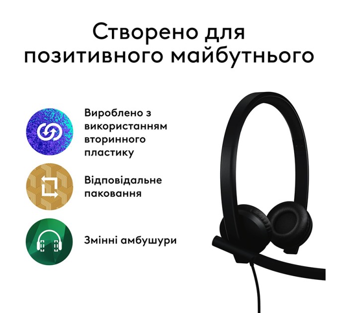 Гарнітура USB-A H570e Corded Stereo Teams, чорна Logitech (981-001430)