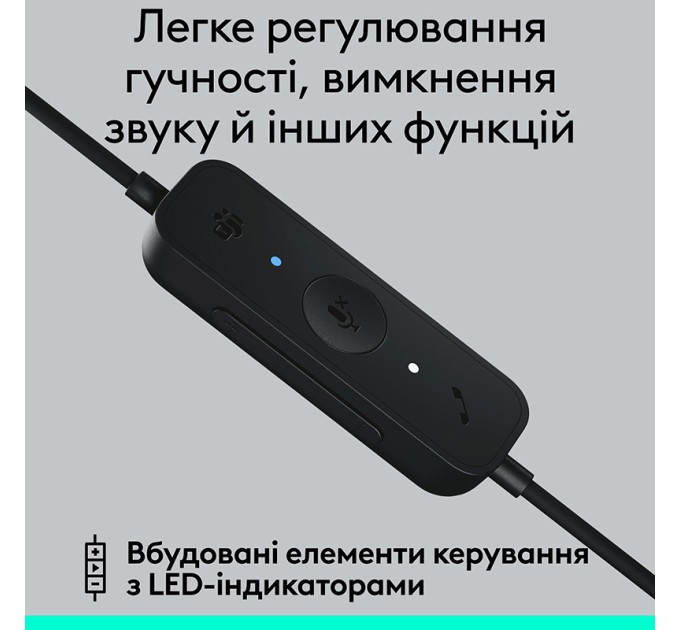 Гарнітура USB-A H570e Corded Stereo Teams, чорна Logitech (981-001430)