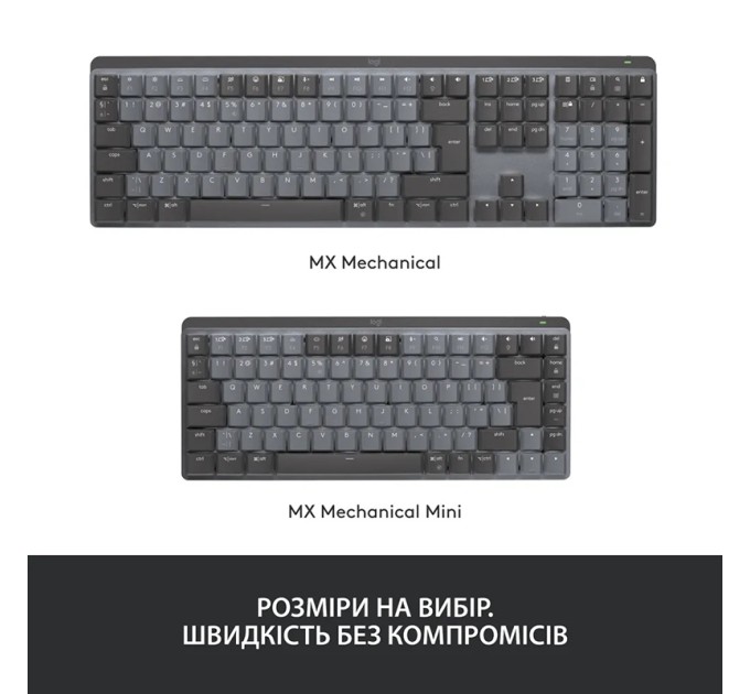 Клавіатура бездротова механічна MX Mini Minimalist, UA, графітова Logitech (920-010780)