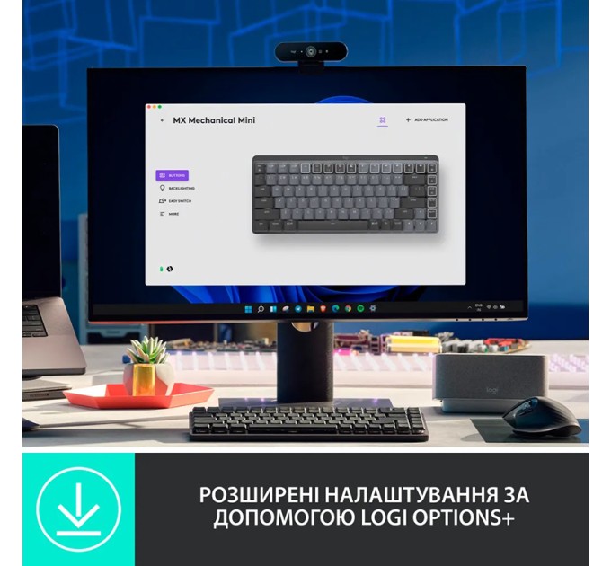 Клавіатура бездротова механічна MX Mini Minimalist, UA, графітова Logitech (920-010780)
