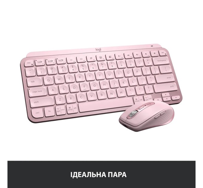 Клавіатура бездротова MX Keys Mini Illuminated, UA, рожева Logitech (920-010500)