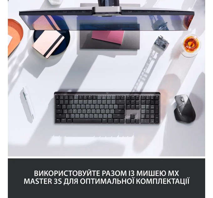 Клавіатура бездротова механічна MX Illuminated Performance, UA, графітова Logitech (920-010759)