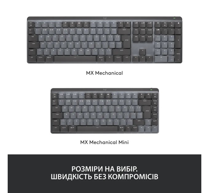 Клавіатура бездротова механічна MX Illuminated Performance, UA, графітова Logitech (920-010759)