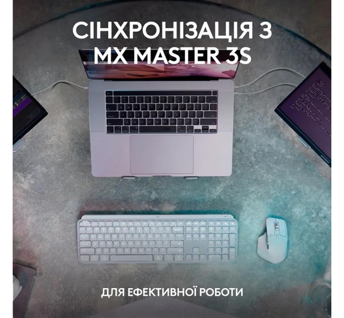 Клавіатура бездротова MX Keys S Plus Palmrest, UA, графітова Logitech (920-011589)