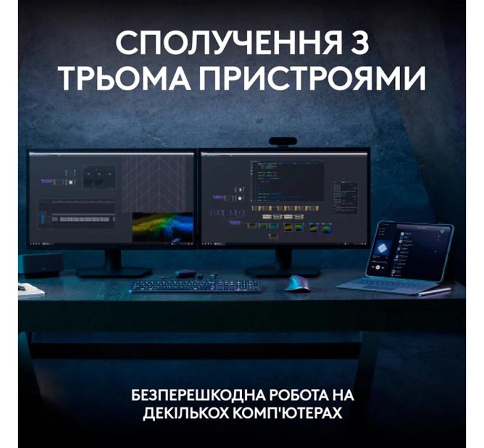 Клавіатура бездротова MX Keys S Plus Palmrest, UA, графітова Logitech (920-011589)