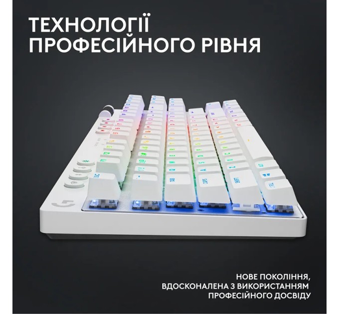 Клавіатура бездротова G Pro X TKL Lightspeed Tactile, UA, біла Logitech (920-012148)
