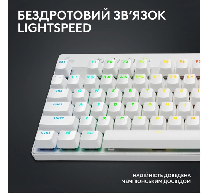 Клавіатура бездротова G Pro X TKL Lightspeed Tactile, UA, біла Logitech (920-012148)