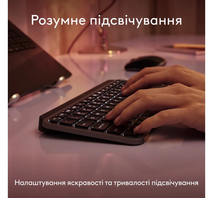Клавіатура бездротова MX Keys Mini для Mac Illuminated, UA, Space Grey Logitech (920-012652)