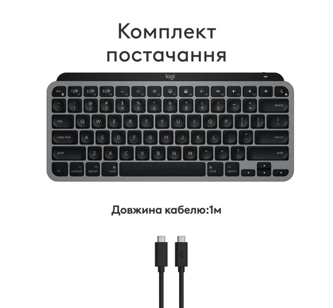 Клавіатура бездротова MX Keys Mini для Mac Illuminated, UA, Space Grey Logitech (920-012652)