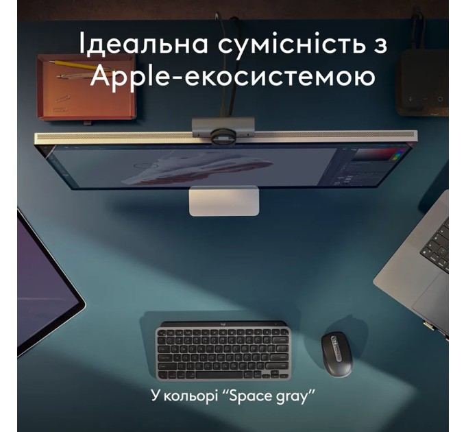 Клавіатура бездротова MX Keys Mini для Mac Illuminated, UA, Space Grey Logitech (920-012652)