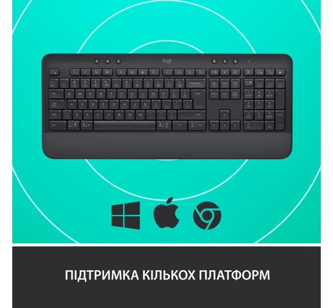Клавіатура бездротова WL/BT Signature K650, UA, графітова Logitech (920-010945)