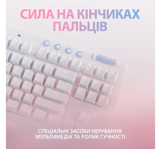 Клавіатура USB ігрова G713 Aurora GX Brown, UA, біла Logitech (920-010422)