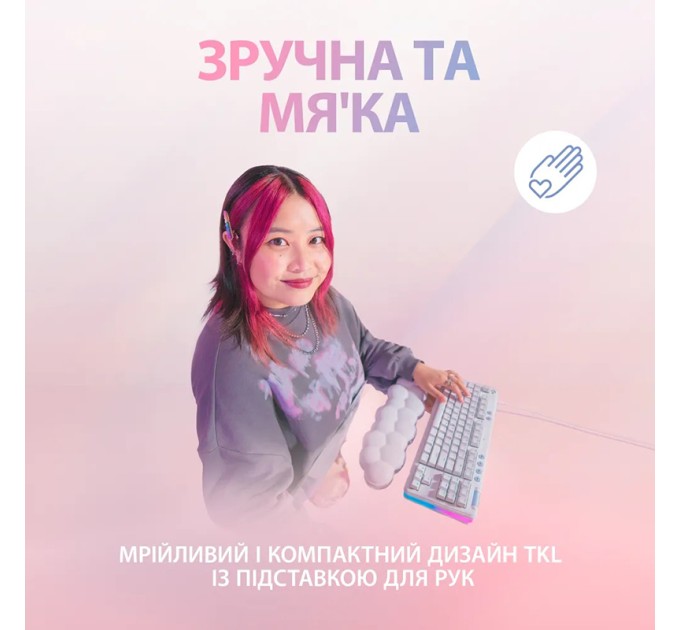 Клавіатура USB ігрова G713 Aurora GX Brown, UA, біла Logitech (920-010422)