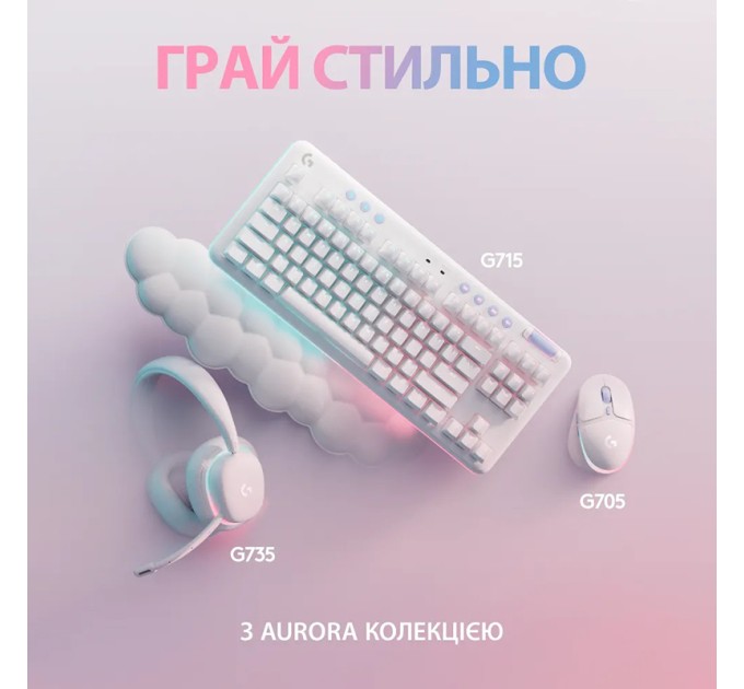 Клавіатура USB ігрова G713 Aurora GX Brown, UA, біла Logitech (920-010422)