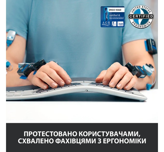 Клавіатура бездротова Ergo K860, UA, чорна Logitech (920-010108)