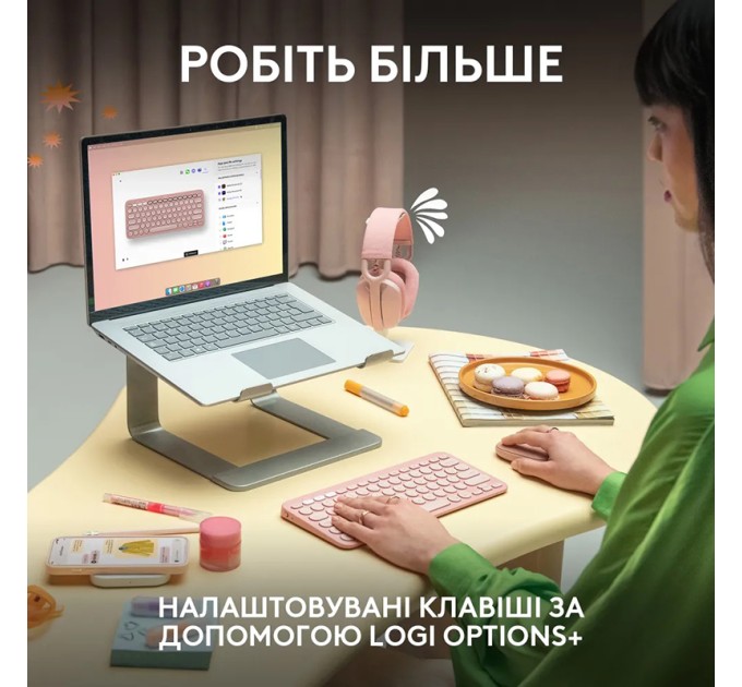 Клавіатура бездротова Pebble K380s Multi-Device, UA, біла Logitech (920-011852)