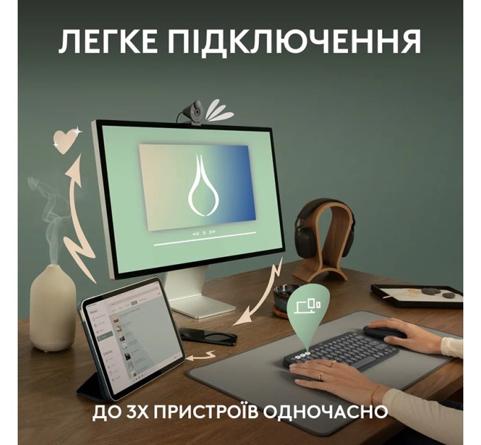 Клавіатура бездротова Pebble K380s Multi-Device, UA, біла Logitech (920-011852)