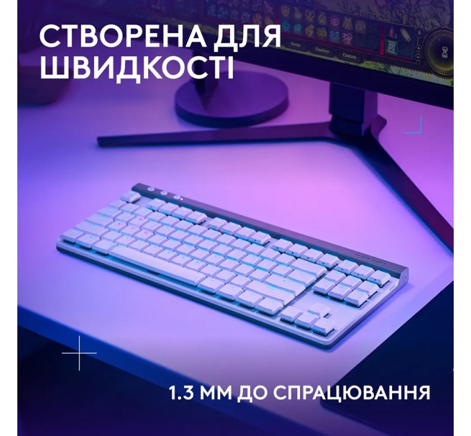 Клавіатура бездротова G515 TKL Lightspeed Tactile, UA, біла Logitech (920-012539)