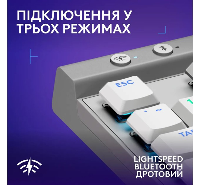 Клавіатура бездротова G515 TKL Lightspeed Tactile, UA, біла Logitech (920-012539)