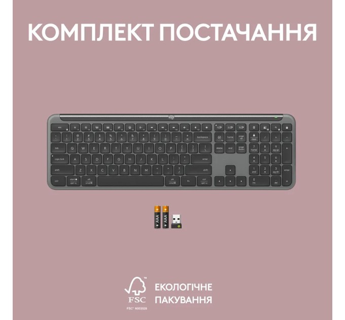 Клавіатура бездротова K950, UA, графітова Logitech (920-012465)