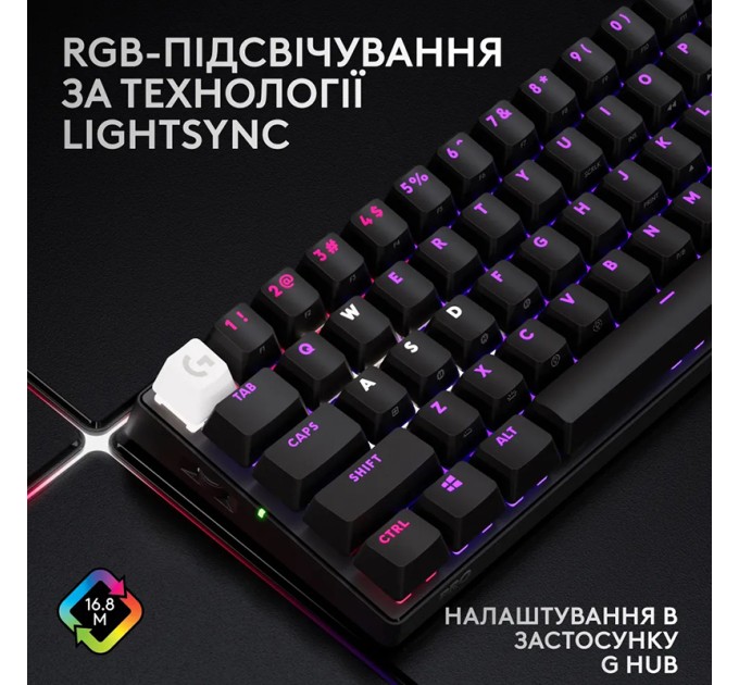 Клавіатура бездротова G Pro X 60 Lightspeed GX Tactile, UA, чорна Logitech (920-011911)