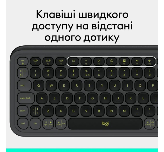 Клавіатура бездротова POP Icon Keys, UA, графітова Logitech (920-013157)