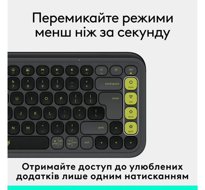 Клавіатура бездротова POP Icon Keys, UA, графітова Logitech (920-013157)