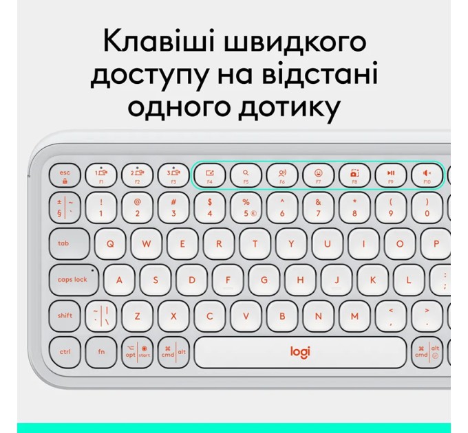 Клавіатура бездротова POP Icon Keys, UA, біла Logitech (920-013072)