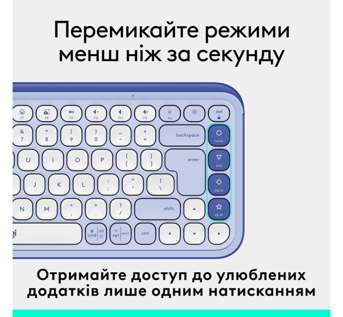 Клавіатура бездротова POP Icon Keys, UA, лілова Logitech (920-013074)