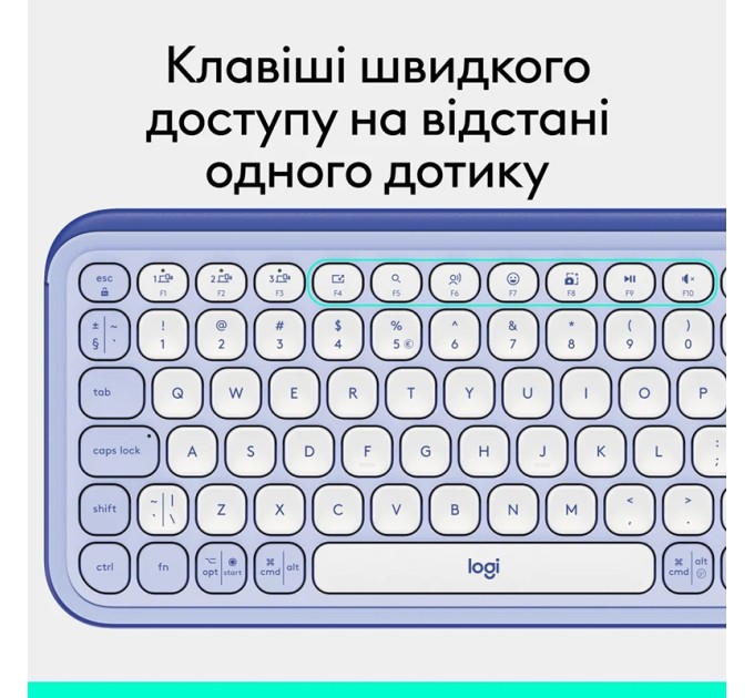 Клавіатура бездротова POP Icon Keys, UA, лілова Logitech (920-013074)
