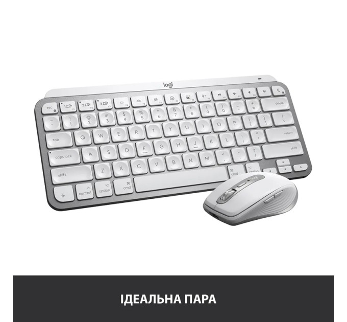 Клавіатура бездротова MX Keys Mini для Mac Illuminated, UA, світло-сіра Logitech (920-010526)
