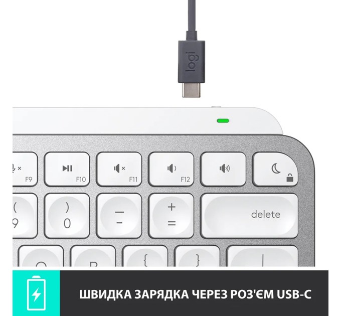 Клавіатура бездротова MX Keys Mini для Mac Illuminated, UA, світло-сіра Logitech (920-010526)