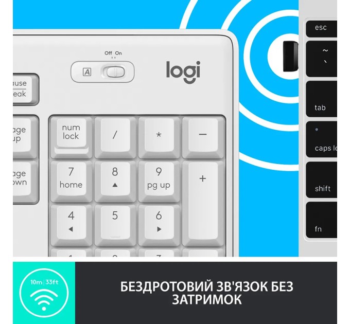 Комплект клавіатура та миша бездротовий MK295 Silent Combo, UA, білий Logitech (920-009824)