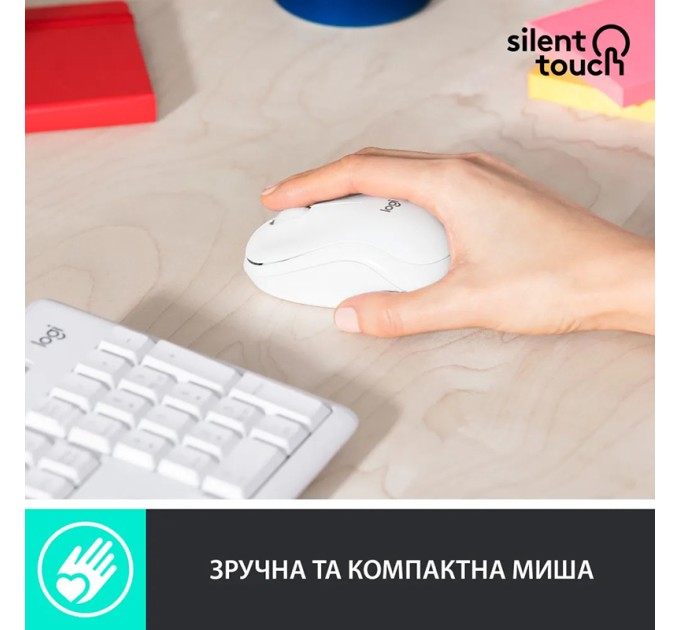Комплект клавіатура та миша бездротовий MK295 Silent Combo, UA, білий Logitech (920-009824)