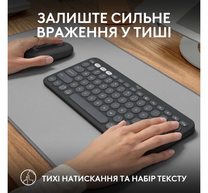 Комплект клавіатура та миша бездротовий Pebble 2 Combo, UA, графітовий Logitech (920-012239)