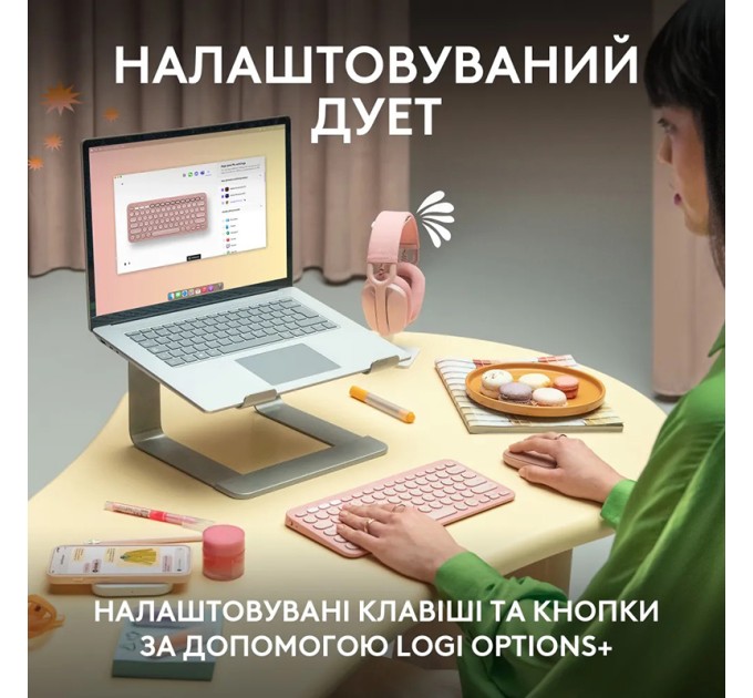 Комплект клавіатура та миша бездротовий Pebble 2 Combo, UA, графітовий Logitech (920-012239)