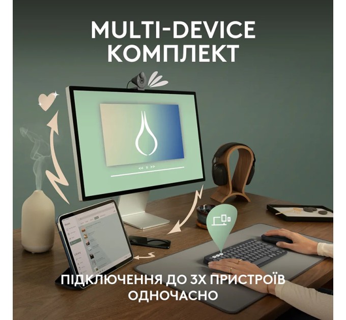 Комплект клавіатура та миша бездротовий Pebble 2 Combo, UA, рожевий Logitech (920-012241)