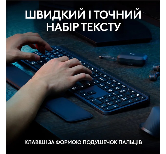 Комплект клавіатура та миша бездротова MX Keys S Combo, UA, графітовий Logitech (920-011614)